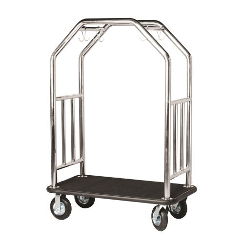 Bellman Cart, Estate Series, 8in Pneumatic Wheels, 27Wx48Lx71H, Stainless Steel with Black Carpet